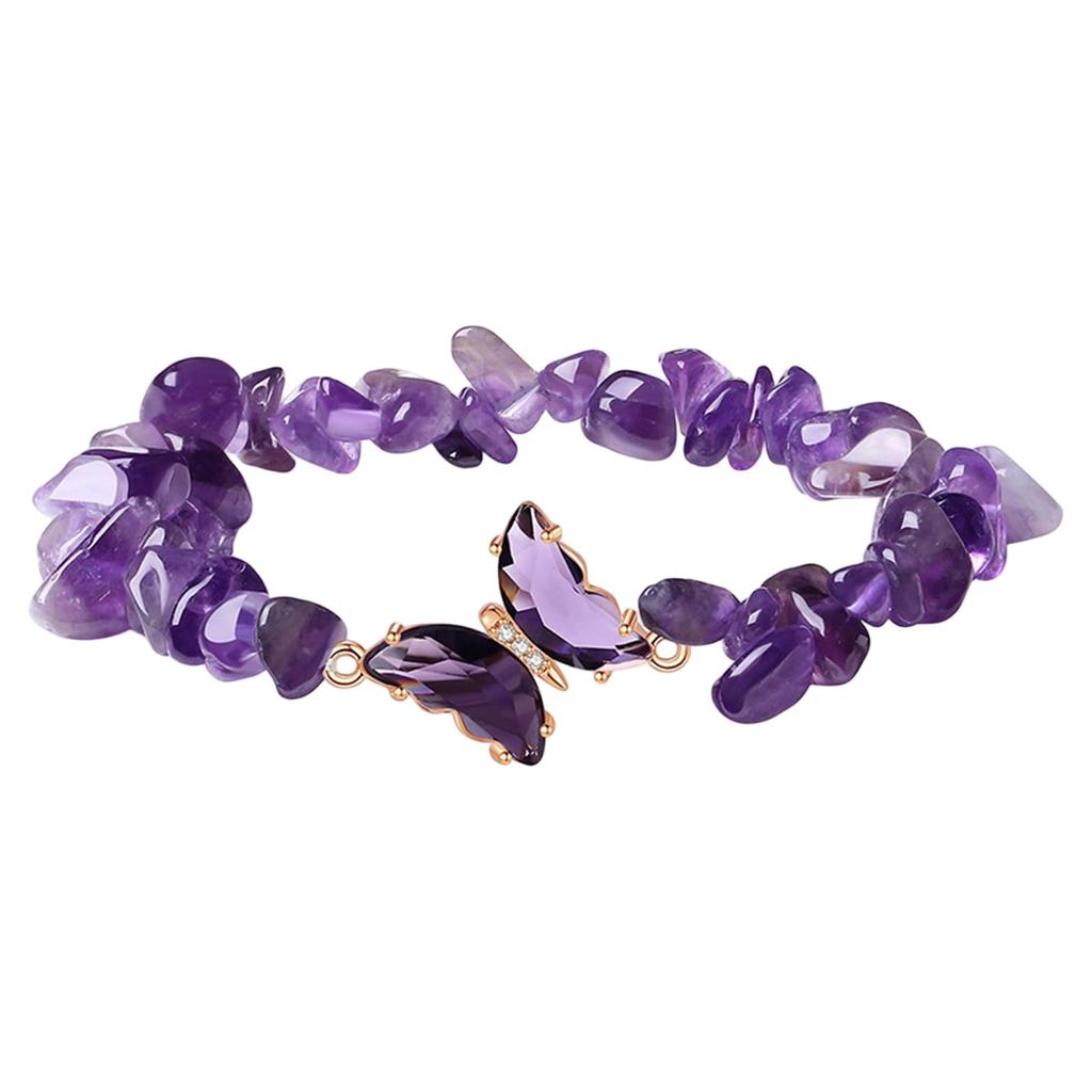 Браслет из натуральных кристаллов с подвеской-бабочкой, регулируемый дизайн, ювелирные изделия с исцеляющей энергией для релаксации