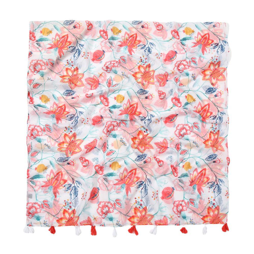 Осенне-зимняя шаль с принтом бабочек: Теплый шарф из хлопка и льна в стиле живописи тушью для путешествий или пляжа