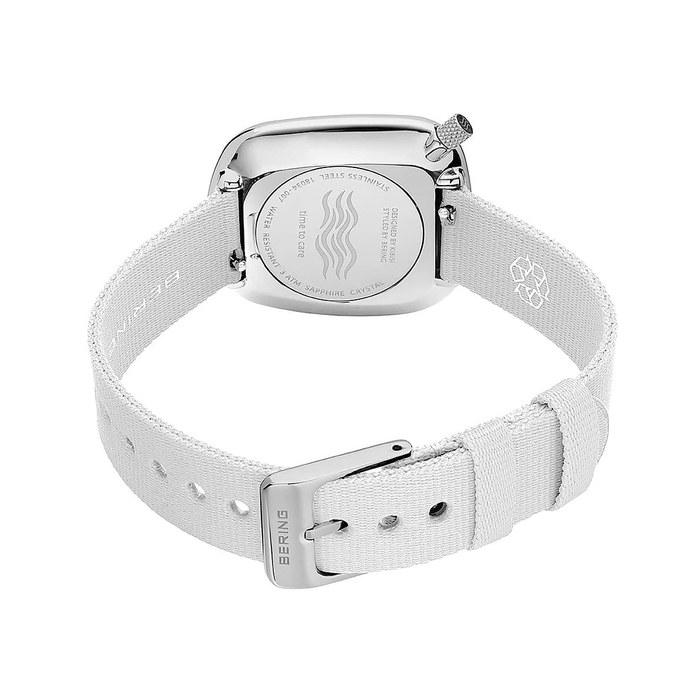 BERING Pebble Watch 18034-007 - Белый Нержавеющая сталь с сетчатым браслетом - Сапфировое стекло