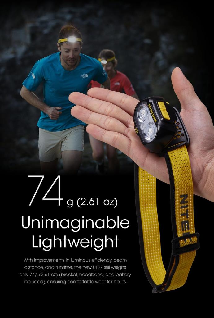 Nitecore UT27 Max 800 AAA Battery Compatible Headlamp, Lumens, USB-C Rechargeable, (Black)