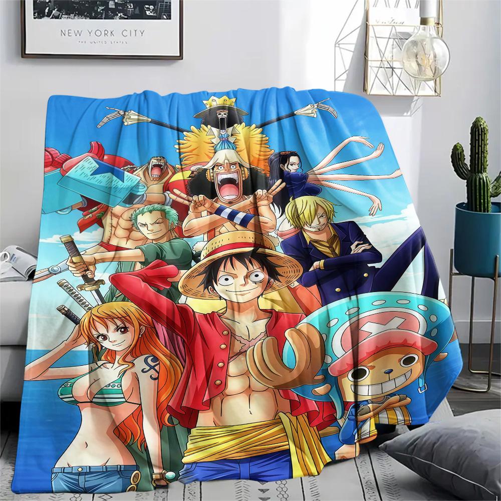 1PC One Piece Monkey D Luffy Patterned Flannel Blanket Suitable For All Seasons For Home Decor Warmth And Comfort Gifts Holiday Present