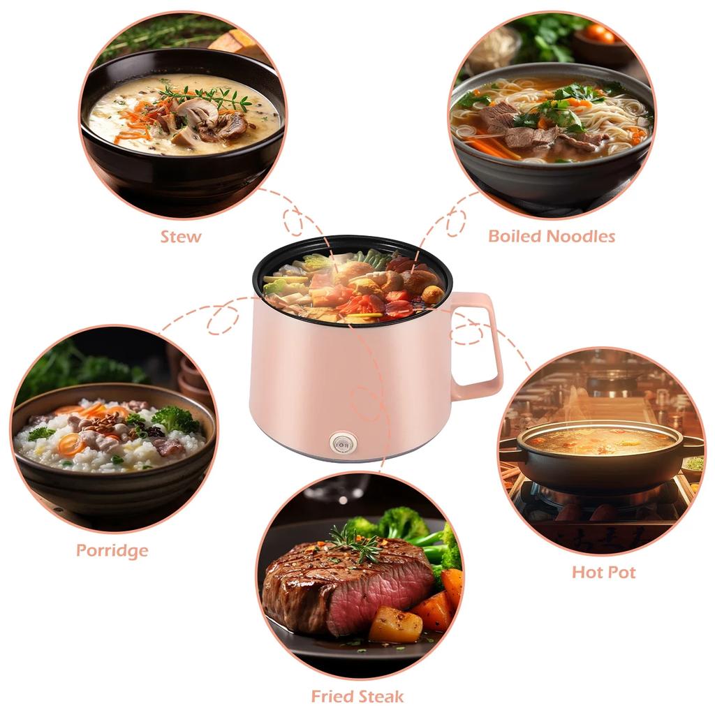 Мини электрическая рисоварка с антипригарным покрытием многофункциональная электрическая машина для быстрого приготовления пищи с пароваркой для 1-2 человек для дома в общежитии с вилкой UK