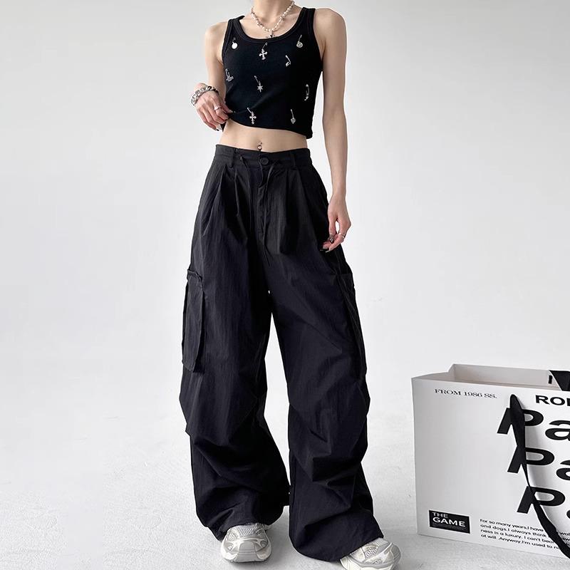 Женские брюки карго парашюты в американском ретро стиле 2025 - быстросохнущие, с высокой посадкой, свободного кроя