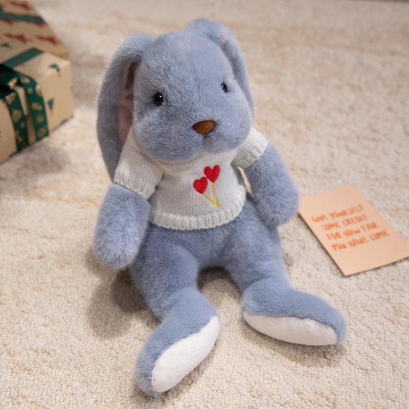 Gentle Appease Rabbit Plush Toys Premium Cozy Lifelike Bunny Doll Warm Delicate Scarf Sweater Rabbit Lovely Gift