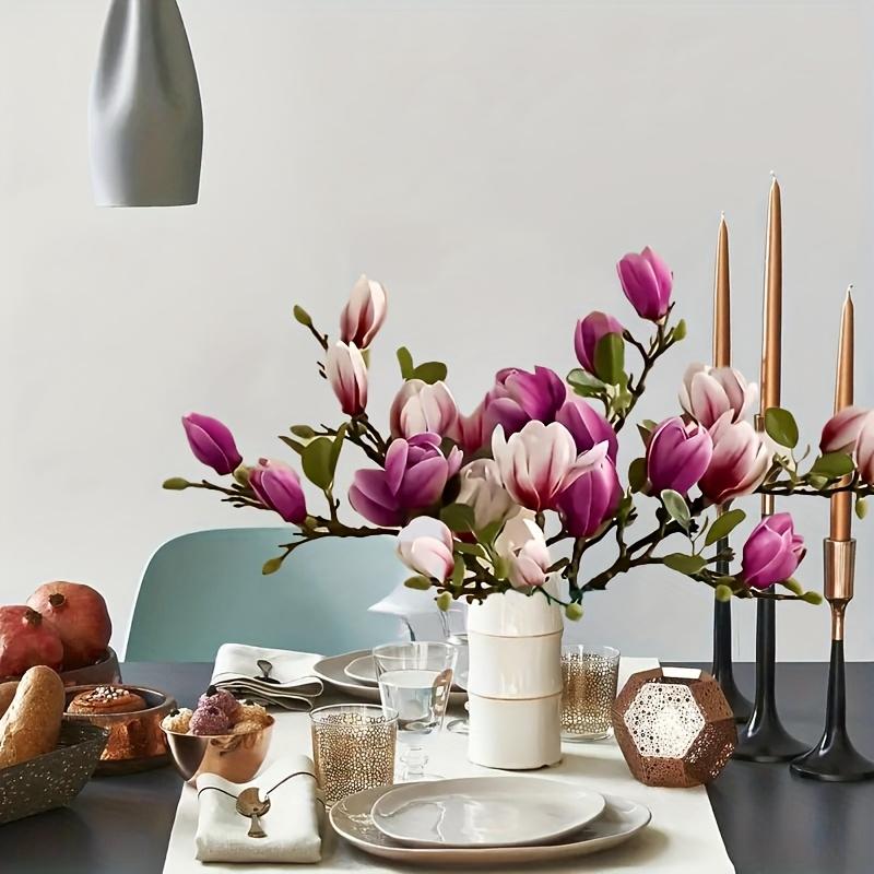 Роскошный набор «Нефритовый орхидей» из 6 штук - Реалистичные лепестки и листья, Декоративное украшение для приставного столика в гостиной, Подходит для дома, офиса, 3 фиолетовых 3 розовых