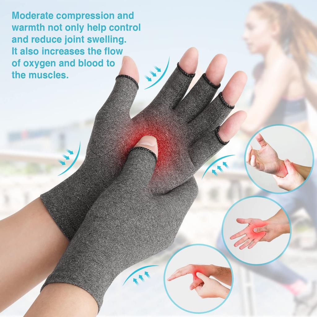 1 Pair Arthritis Compression Gloves Relieve Pain Fingerless Gloves For Women Men Typing Gloves Bulk