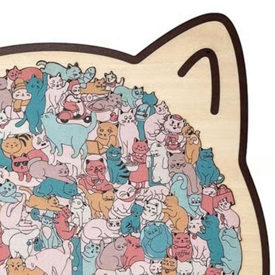 135 шт./набор Деревянный пазл в форме кошки Тренировка логики Фокус Деревянная игра-головоломка Развивающая Сложная головоломка Игрушка Декорация Подарок для любителей кошек
