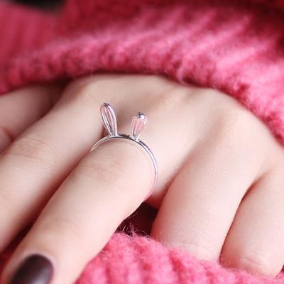 Студенческая мода Кролик серьги кольцо Простой и преувеличенный детский супер милый Зодиакальный Кролик Нефритовый Кролик кольцо Открытие