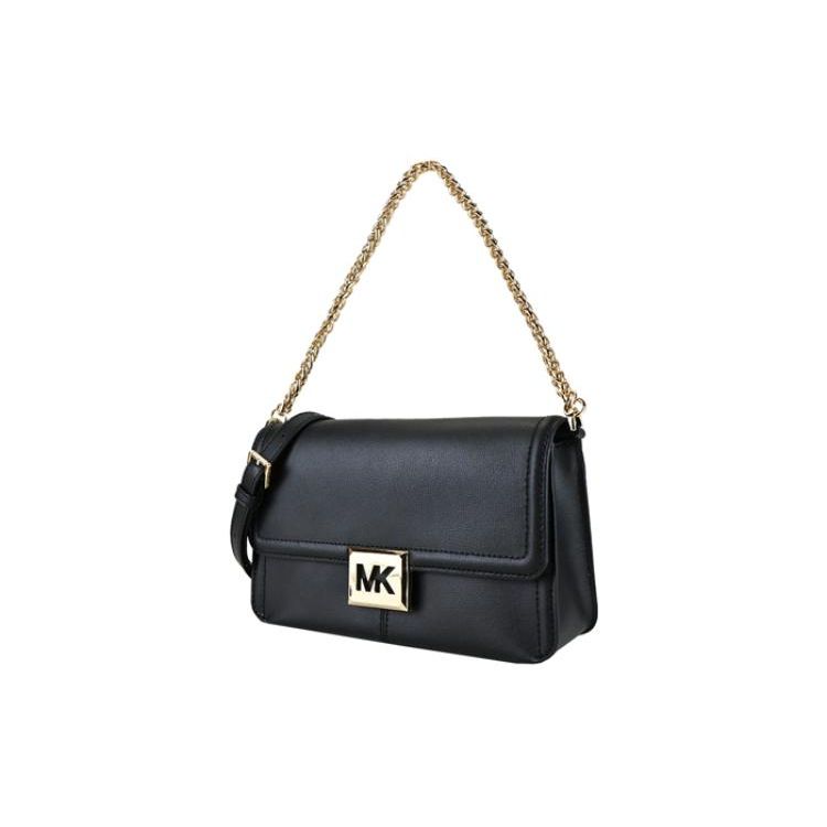 Michael Kors MK Sonia Сумка на плечо через плечо из кожи с цепочкой, однотонная, с большим логотипом, на клапане, средняя, женская, черная 35F1G6SL3L-001