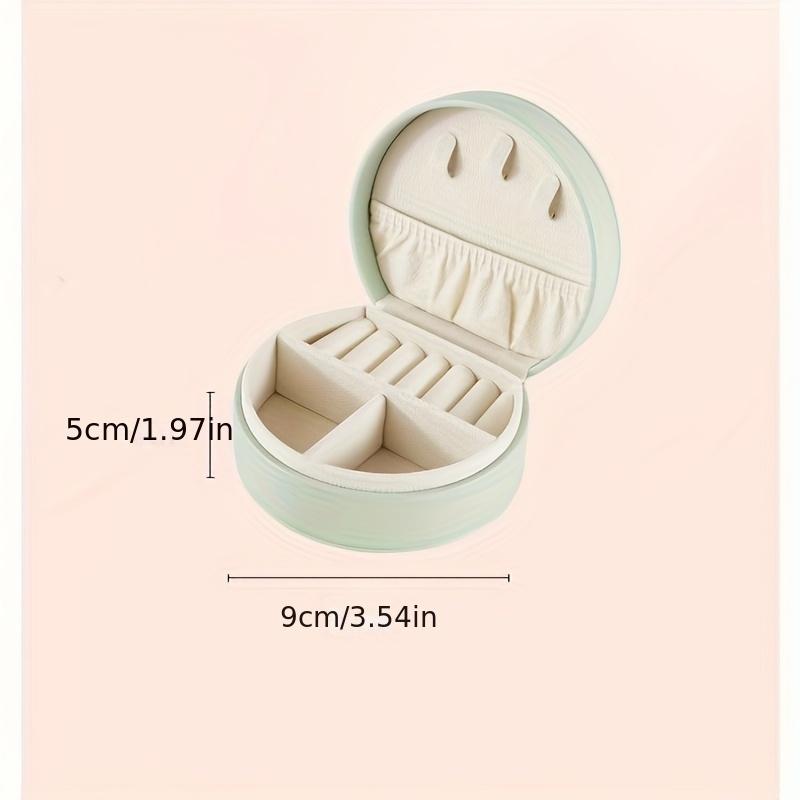 1PC Women Mini Jewelry Storage Box, Portable Home Travel Earrings Necklace Storage Case, Ring Organizer PU Leather Display Case