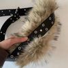 Women Belt Adjustable Length Imitation Leather Belt with Faux Fur Decor Dress Shirt Tops Waistband Fashion Accessories