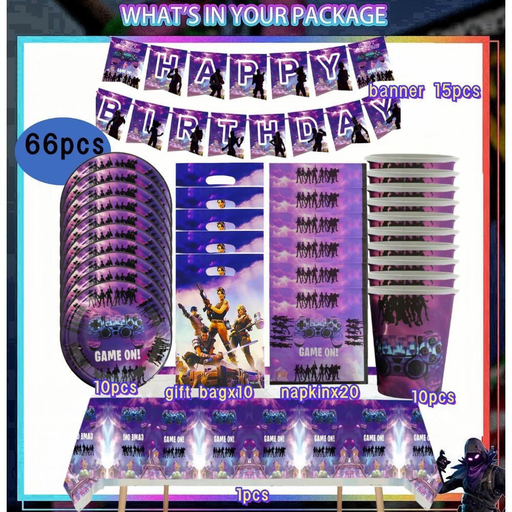 Игровой автомат Fortnition Декорации для дня рождения Набор посуды на 10 человек Задний фон Воздушный шар с альпакой Для детского праздника
