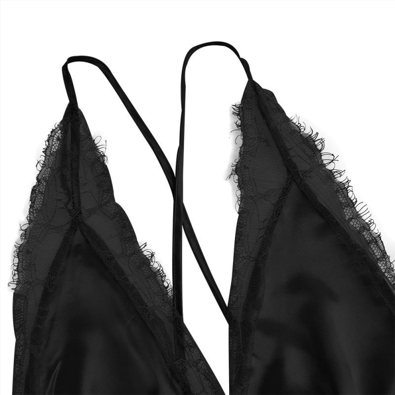 Плюс размер модные женские пижамы с глубоким V-образным вырезом на бретельках ночные рубашки-спагетти кружевное нижнее белье платье