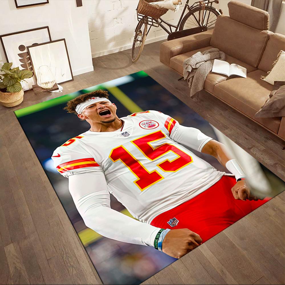 Patrick Mahomes2 Square rugs are a great choice for living rooms, bedrooms, home décor, and as gifts.