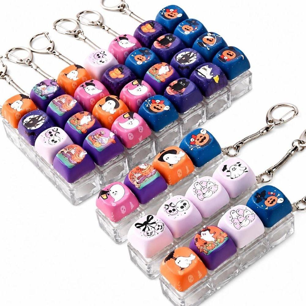 Cartoon Pattern Light Up Keychain Toy Light Up Fidget Keyring Toy Everyday Stress Relief
