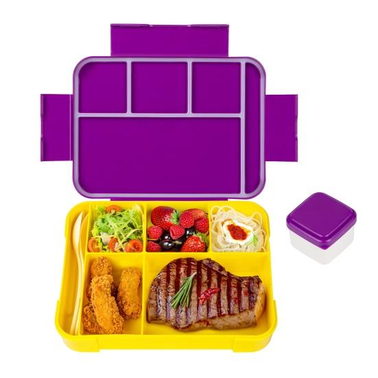 Детский ланч-бокс Bento, герметичный контейнер для закусок для малышей с 6 отделениями и столовыми приборами, лоток для льда, герметичный контейнер для хранения продуктов без содержания бисфенола А