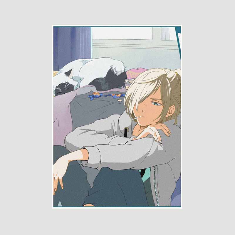 Vintage Sports Anime Yuri On Ice Posters and Prints White Paper Poster Wall Art Painting Home Decor Room Bar Decoration Pictures Interior Mural