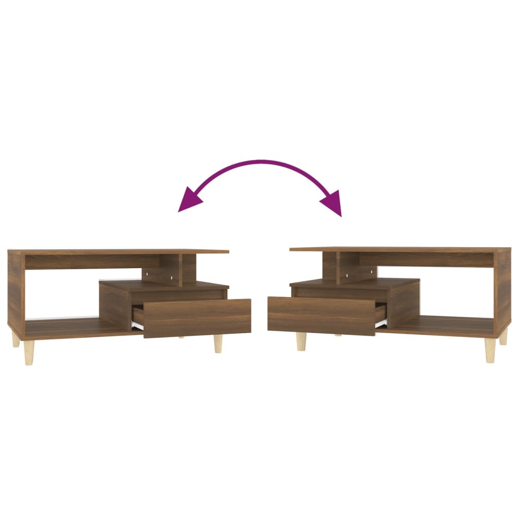 Кофейный столик, коричневый дуб 90x49x45 см, древесный материал