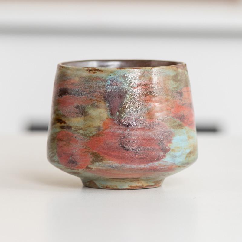 Ретро керамическая кружка с глазурью «хамелеон»: Плиссированная кофейная чашка из грубой керамики