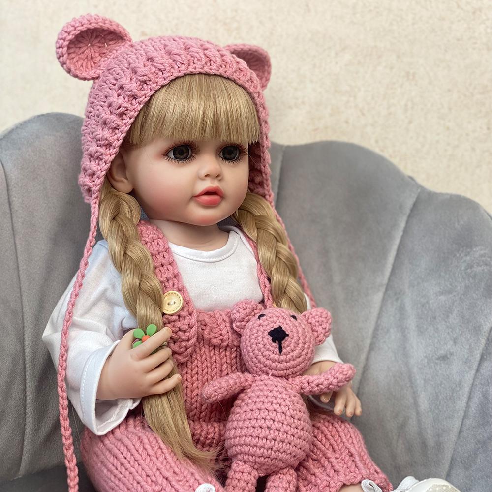Красивая мягкая реалистичная мини-новорожденная кукла с волосами, кукла для девочек, подарок на день рождения для малышей, 55 см
