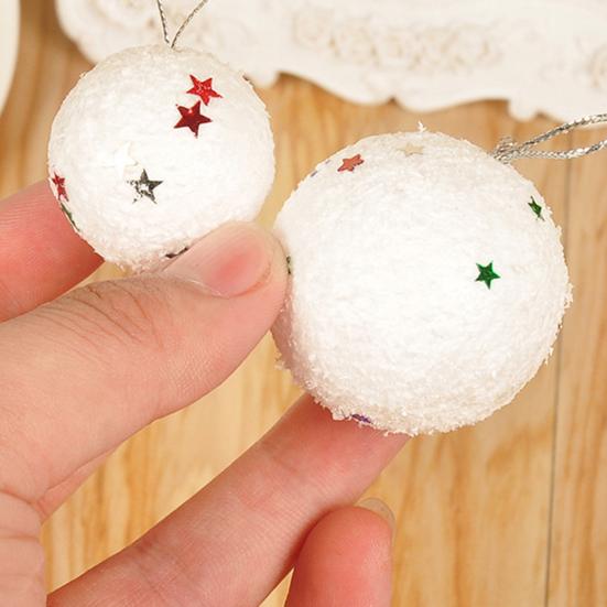 Yousheng 6 шт. Рождественские шары из белой пены, рождественские шары со звездами и блестками, небьющиеся, легкие подвесные шары для украшения елки, декор для праздничной вечеринки