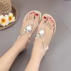 Женская обувь 2025 Лето Новые Богемные Сандалии на плоской подошве с бисером в виде совы с открытым носком Пляжные женские сандалии Оптом