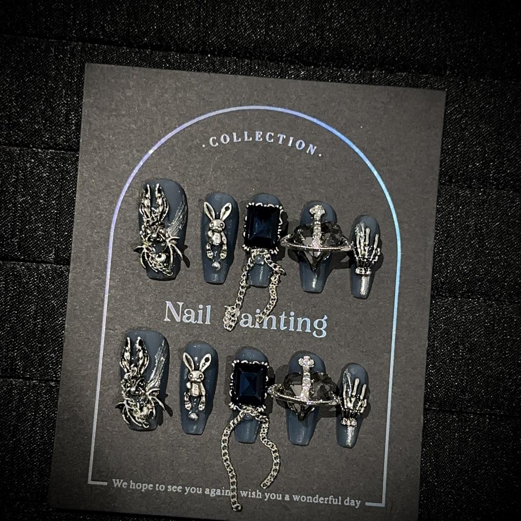 Средние ногти-пуанты, квадратные накладные ногти, френч тип, клей для ногтей с 3D-дизайном, многоразовые накладные акриловые ногти, полное покрытие, наклейки для ногтей для женщин