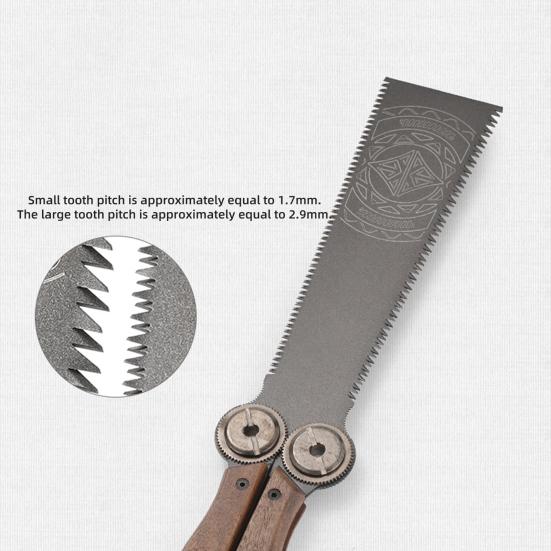 Складная ручная пила с деревянной ручкой, острое лезвие, двухсторонние зубья, компактный дизайн