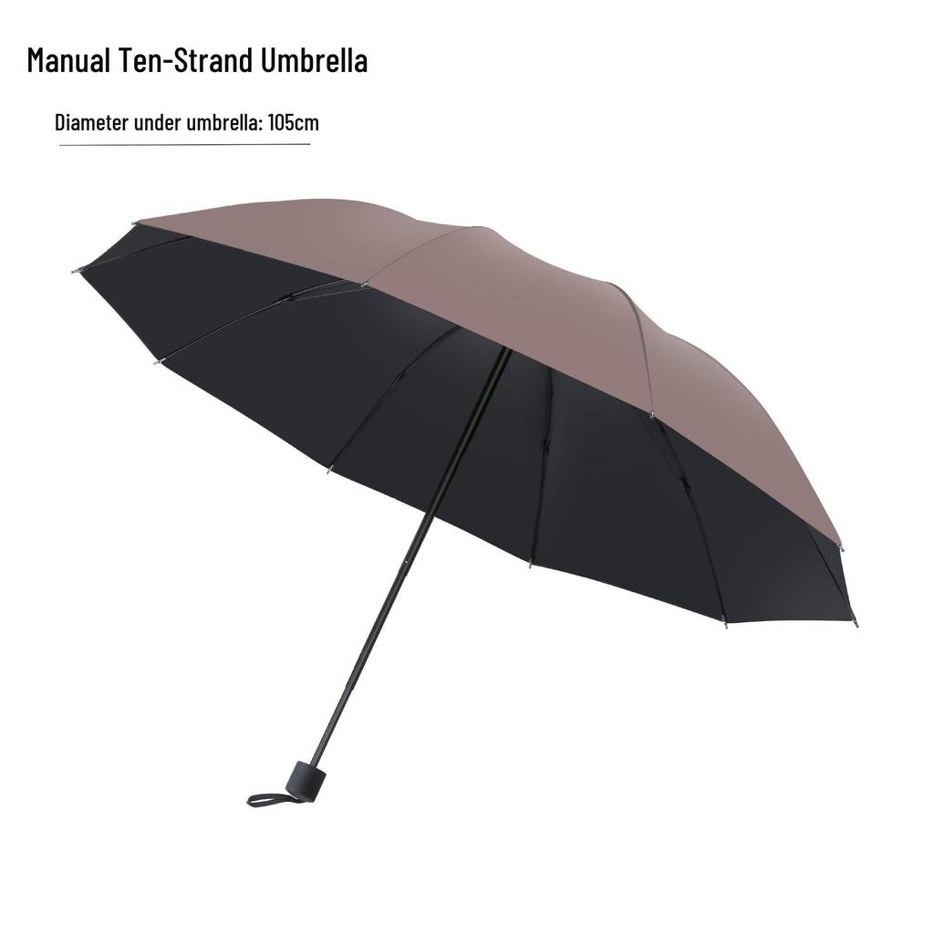 Twelve-Bone Extra-Large Dual-Use Manual Umbrella with Black Glue Sunscreen