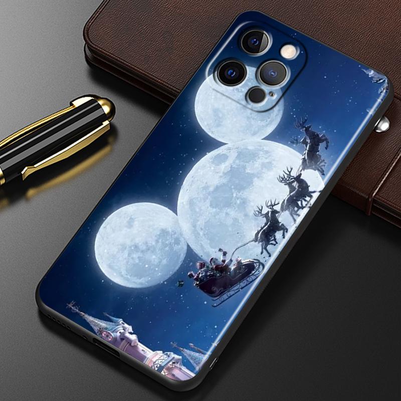 Фейерверк Минни Микки для iPhone 15 14 13 12 11 XS XR X 8 7 SE Pro Max Plus Mini черный чехол для телефона TPU