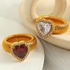 Thick Zircon Heart Ring Vintage Thick Finger Ring Elegant Women's Jewelry  Ladies