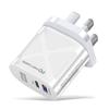 Светодиодная быстрая зарядка 25 Вт с двумя портами и поддержкой PD+QC3.0 для мобильных телефонов - стандарты США/ЕС/Великобритании