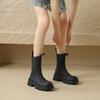 Мода 2024 Новые Зимние Женские Сапоги Коровья Кожа Круглый Носок Ботинки на Платформе Однотонные До середины Икры Современные Ботинки для Женщин Слипоны Короткие Ботинки Женские