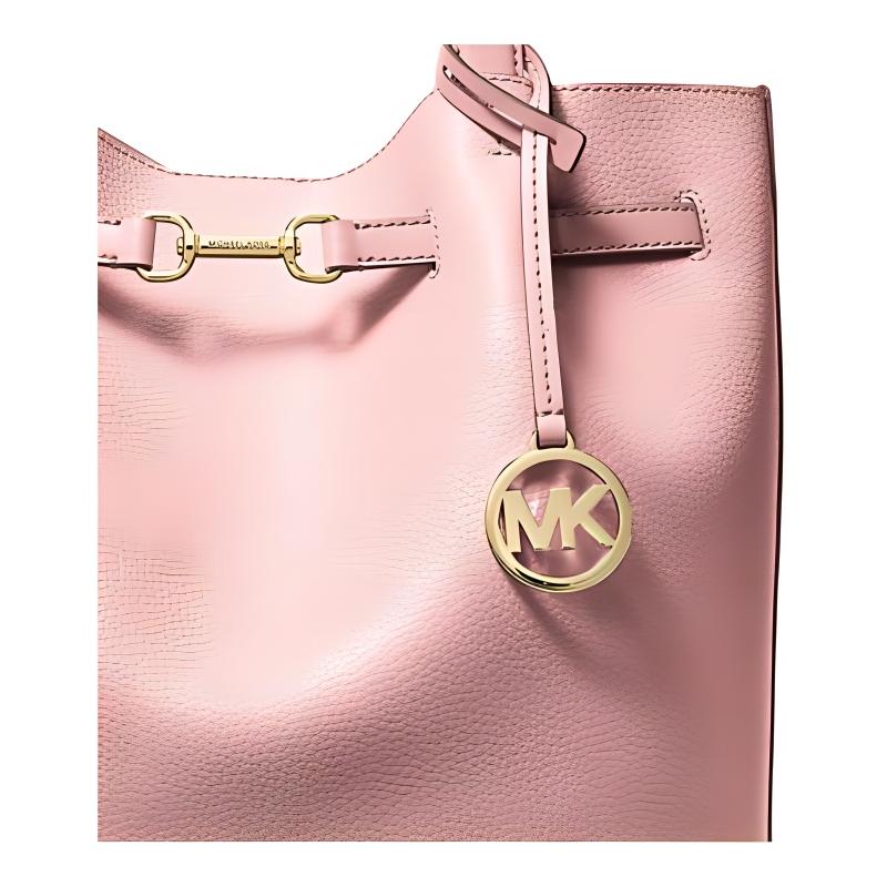 Michael Kors Carson Carson Логотип Металлический логотип Натуральная кожа Сумка-тоут Сумка-тоут Сумка для покупок Ручная сумка на плечо Большая женская Пудрово-розовый