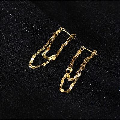 Игольчатые серьги-кисточки с двухслойной цепочкой спереди и сзади для женщин