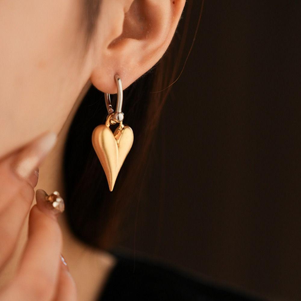 Love Pendant Heart Hoop Earrings Geometry Hearts Earringdrop Fashion Metal Filigree Earrings  Women