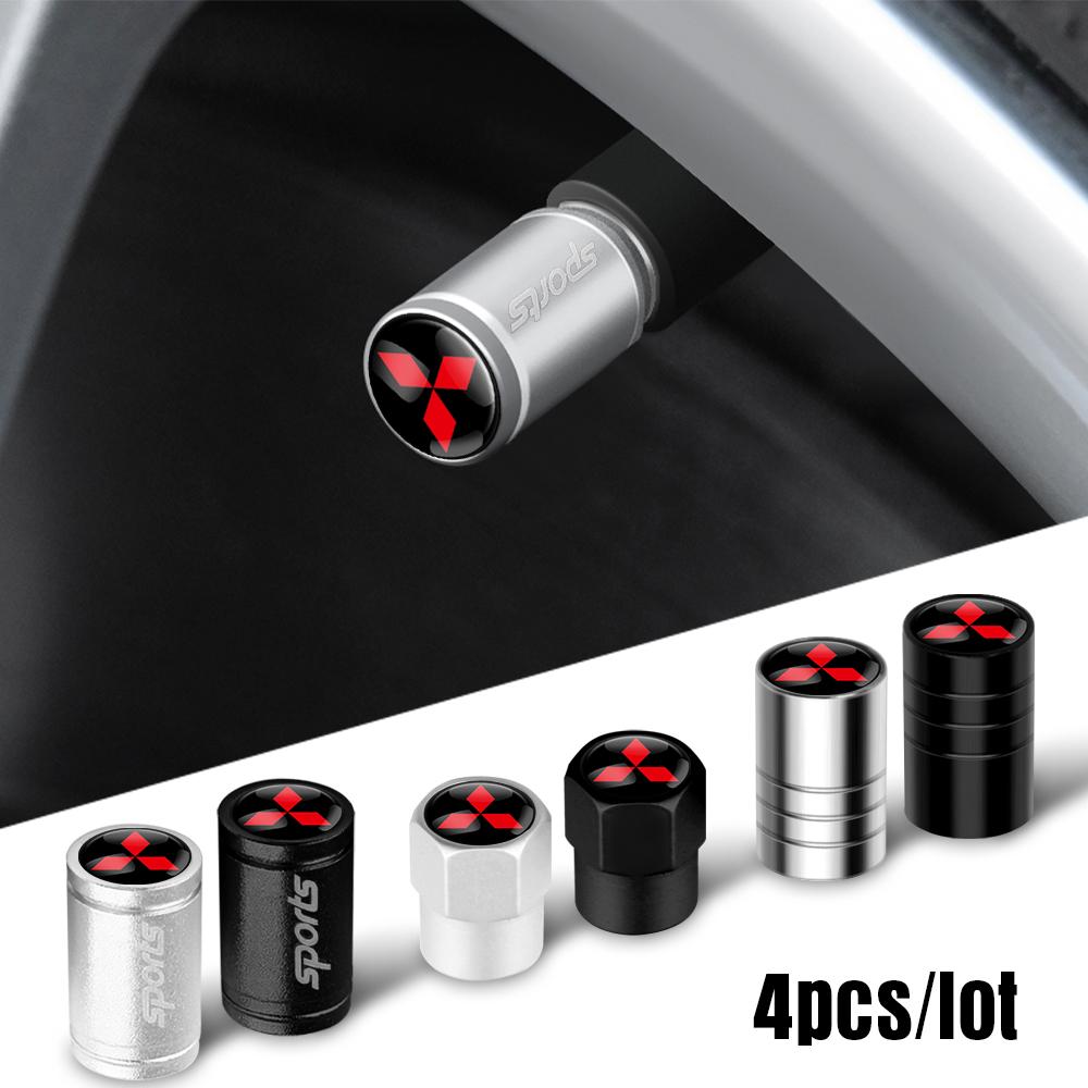 4Pcs Car Metal Wheel Tire Valve Caps Dust Accessories For Mitsubishi 9 Ralliart EX ASX L200 Colt Outlander Pajero Lancer Eclipse