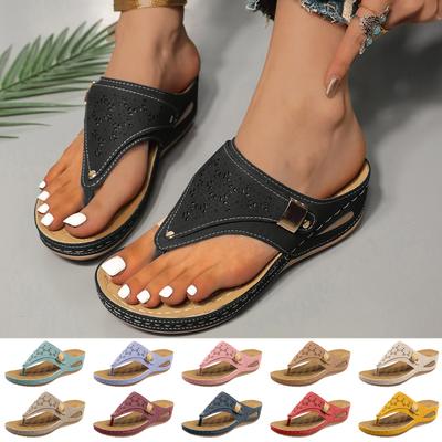 Женские однотонные тапочки с круглым носком и толстой подошвой, модные полые тапочки