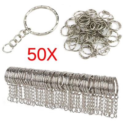 50 шт. DIY 25 мм полированный серебряный брелок для ключей брелок с разрезным кольцом короткая цепочка для ключей