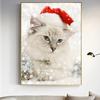 Полный дрель Алмазная картина Рождественский кот Алмазная вышивка Крестом Горный хрусталь Мозаика Декор