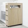 VidaXL Meuble étroit de salle de bain à roulettes chêne sonoma, rangement de salle de bain étroit, rangement étroit pour 855270