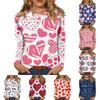 Women's Fashion Casual Long Sleeve Valentine's Day Print Round Neck Top