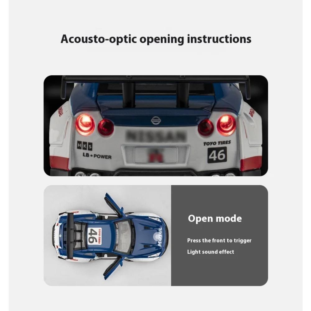 1/22 Scale Nissan GTR Alloy Car Model with Lights and Sounds, Ultimate Racing Replica for Kids' Room Display & Play, Collectible Toy Car