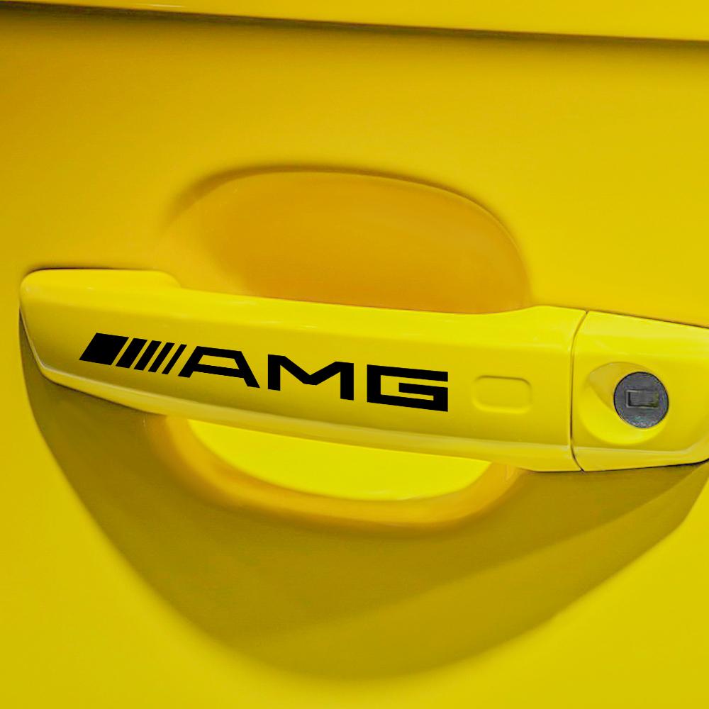 KKYOL1 4Pcs PVC Car Door Handle Stickers Body Waterproof Sticker For Mercedes benz Amg X156 W204 W205 W203 W211 W212 W169 GLC CLK CLA