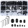 Hex Socket Set Screw Headless Carbon Steel Threaded Internal Hex Grub Screws M4 M5 M6 300 Hex Key Wrench Included Set, Screws, Screws, Hollow, (M3