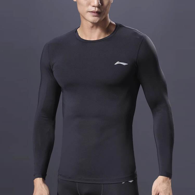 Li Ning Флисовая подкладка с принтом логотипа, термо, узкий крой, одежда для тренировок, мужская, черная, YUDT069-1