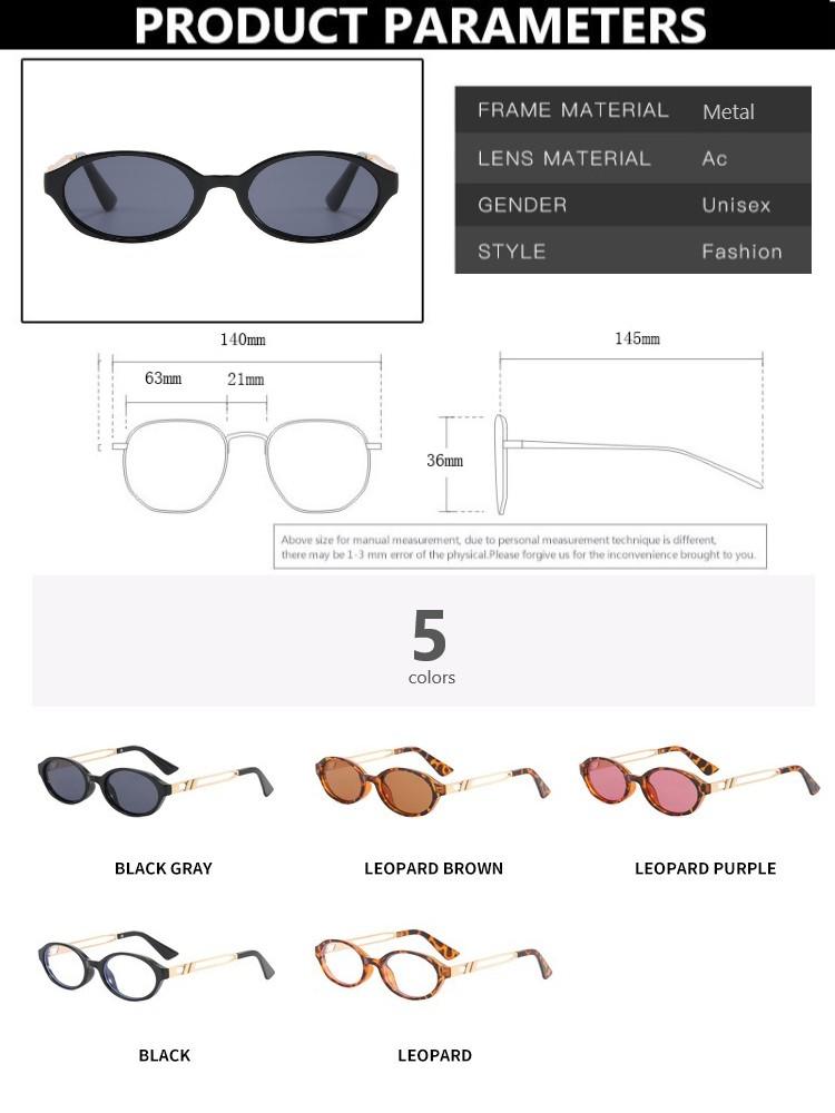 Retro Oval Small Frame Sunglasses Women Men Round Designer Brand Trendy Unisex Shades Eyewear Black  Femme