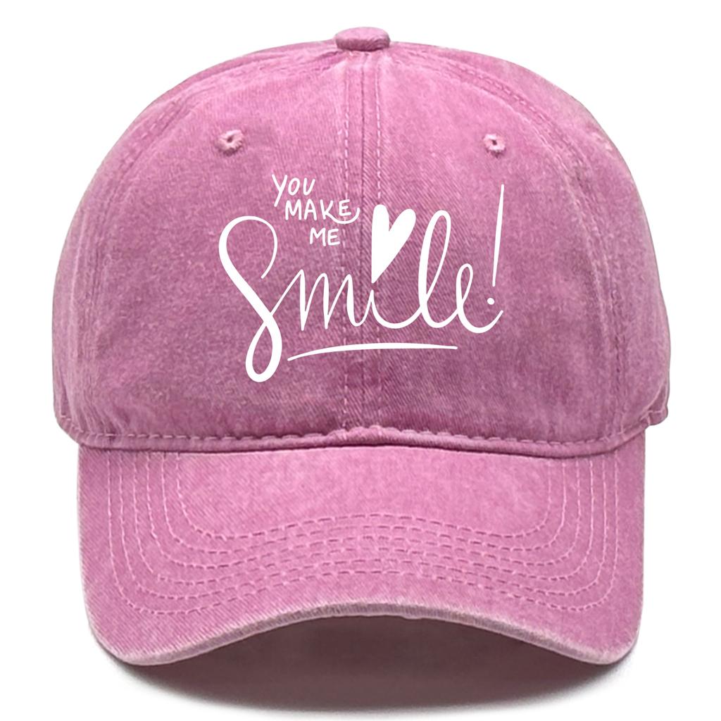You Make Me Smile Print Snapback Baseball Cap Cotton Hat Leisure Lightweight Adjustable Baseball Caps Ideal Choice For Tennis