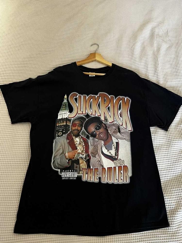 ГОРЯЧАЯ Хлопковая рубашка Slick Rick Черная Полный размер S-5XL Унисекс SN31 Унисекс Футболка