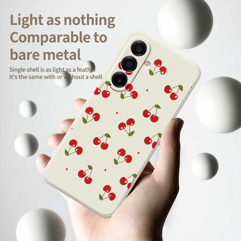 For Samsung Galaxy A17 5G Case Cherry Pattern Printing Straight Edge TPU Phone Back Cover